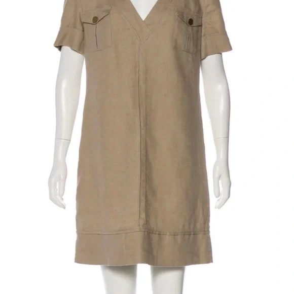 Tory Burch | Dresses | Tory Burch Brown Linen Mini Dress With Vneck And  Short Sleeves Size 4